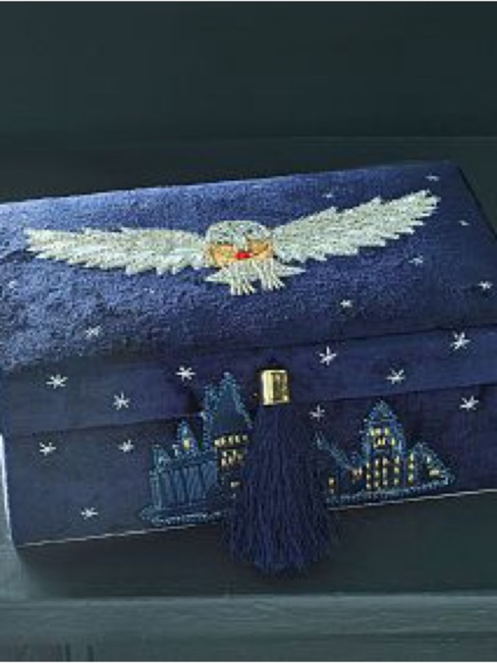 Pottery Barn Teen Harry Potter Hedwig Beaded Velvet Jewelry Box